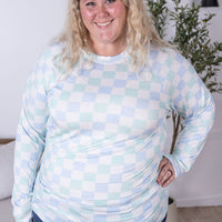 IN STOCK Blair Long Sleeve Top - Blue and Mint Checker MM EXCLUSIVE