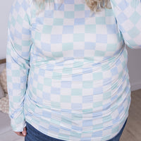 IN STOCK Blair Long Sleeve Top - Blue and Mint Checker MM EXCLUSIVE