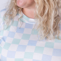 IN STOCK Blair Long Sleeve Top - Blue and Mint Checker MM EXCLUSIVE