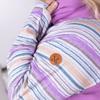 IN STOCK Zoey ZipCowl Sweatshirt - Mauve and Stripes