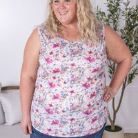 IN STOCK Ava Tank - Pink and Periwinkle Abstract Floral