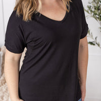 IN STOCK Bamboo V Neck Tee - Black