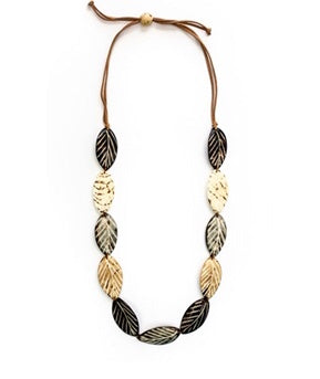 Tagua Long Napo Necklace with Leaves