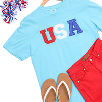 PREORDER: Embroidered Glitter USA Tee