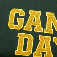 PREORDER: Embroidered Glitter Game Day Sweatshirt in Forest Green/Golden Yellow