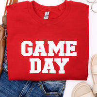 PREORDER: Embroidered Glitter Game Day Sweatshirt in Red/White