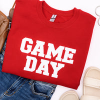 PREORDER: Embroidered Glitter Game Day Sweatshirt in Red/White