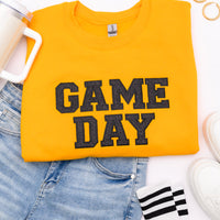 PREORDER: Embroidered Glitter Game Day Sweatshirt in Gold/Black