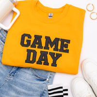 PREORDER: Embroidered Glitter Game Day Sweatshirt in Gold/Black