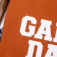 PREORDER: Embroidered Glitter Game Day Sweatshirt in Burnt Orange/White