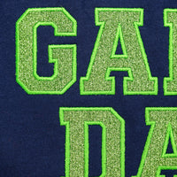 PREORDER: Embroidered Glitter Game Day Sweatshirt in Navy/Green