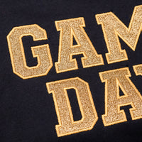 PREORDER: Embroidered Glitter Game Day Sweatshirt in Black/Old Gold