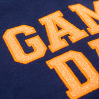 PREORDER: Embroidered Glitter Game Day Sweatshirt in Navy/Orange