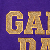 PREORDER: Embroidered Glitter Game Day Sweatshirt in Purple/Old Gold