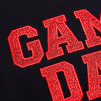 PREORDER: Embroidered Glitter Game Day Sweatshirt in Black/Red