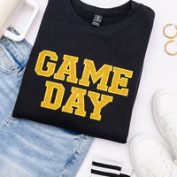 PREORDER: Embroidered Glitter Game Day Sweatshirt in Black/Golden Yellow