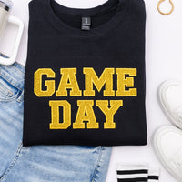 PREORDER: Embroidered Glitter Game Day Sweatshirt in Black/Golden Yellow