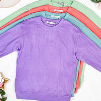 IN STOCK Corrine Ribbed Pullover Top - Purple