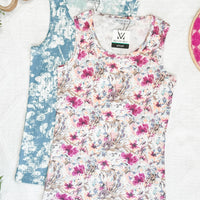 IN STOCK Ava Tank - Pink and Periwinkle Abstract Floral