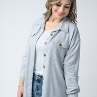 IN STOCK Brenna Button Down Top - Grey