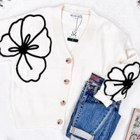 IN STOCK Black Floral Sweater Cardigan