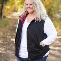 IN STOCK Reversible Vest - Corded Black and Plaid