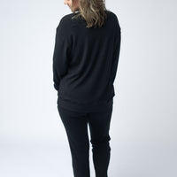 IN STOCK Corrine Ribbed Pullover Top - Black
