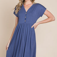 BOMBOM V-Neck Short Sleeve Dress