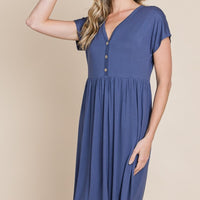 BOMBOM V-Neck Short Sleeve Dress