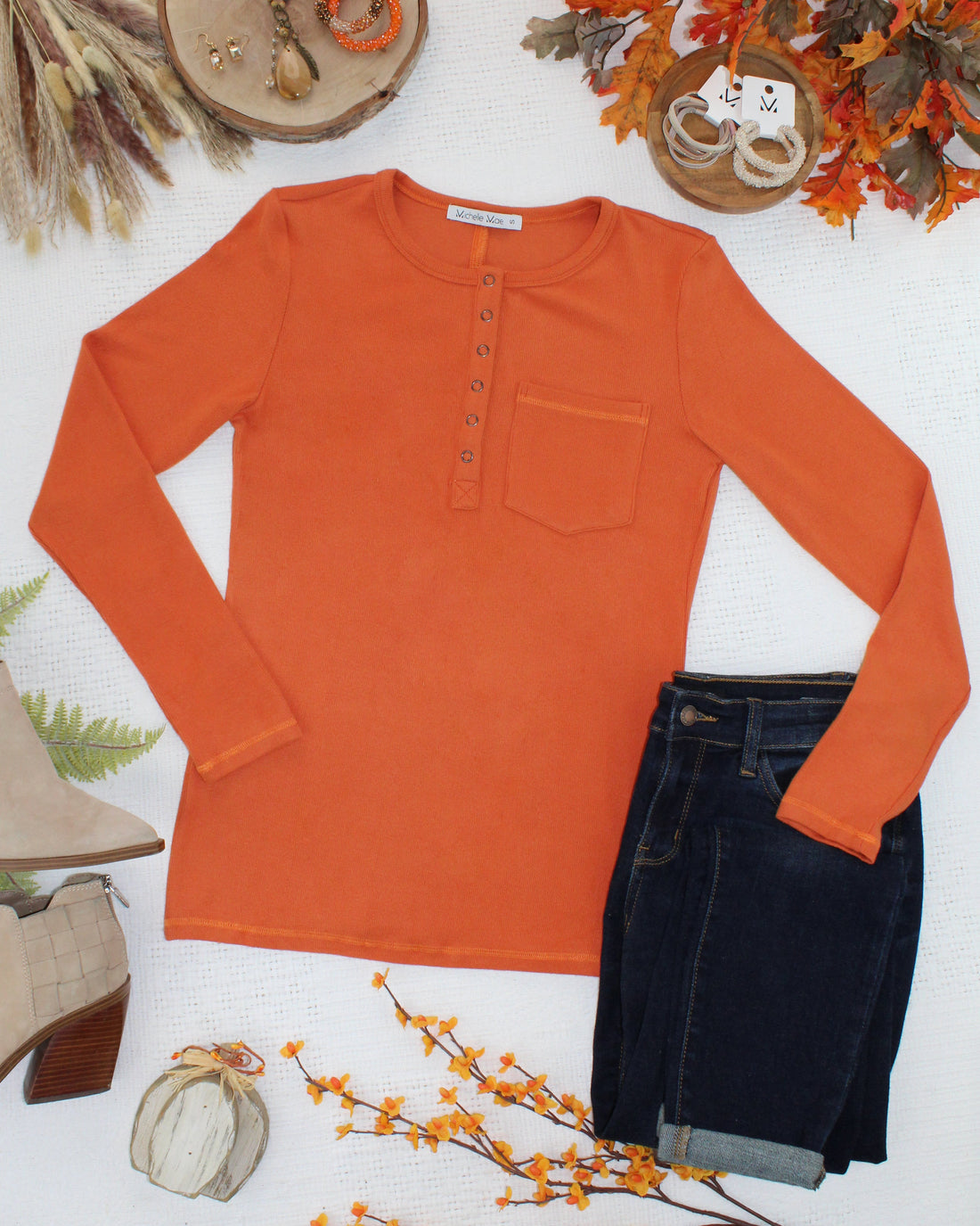 IN STOCK Georgia Long Sleeve Top - Pumpkin Spice