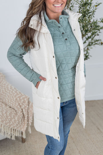 IN STOCK Harlow Long Vest - Cream