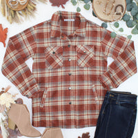 IN STOCK Norah Shacket - Brick Plaid