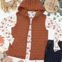 IN STOCK Heather Geometric Hooded Vest - Rust