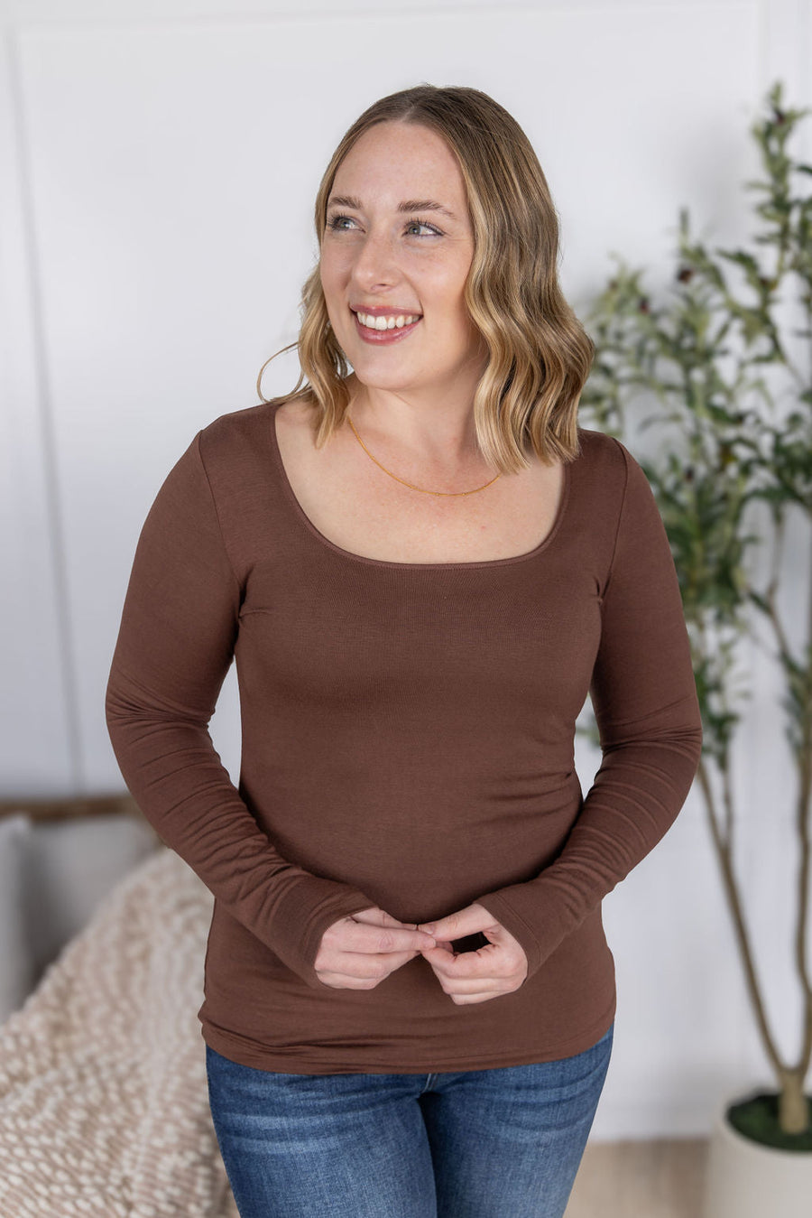 IN STOCK Alyssa Long Sleeve Top - Brown FINAL SALE