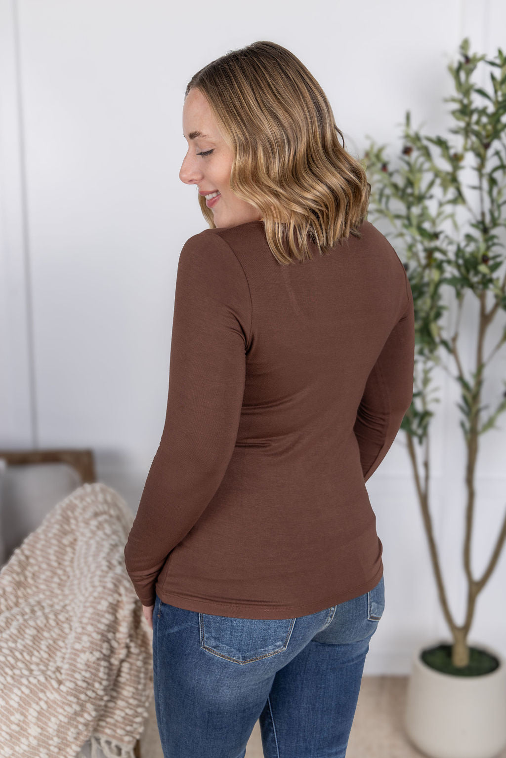 IN STOCK Alyssa Long Sleeve Top - Brown FINAL SALE