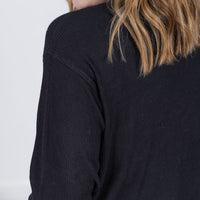 IN STOCK Corrine Ribbed Pullover Top - Black