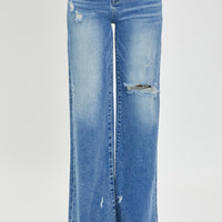 Rise Full Size High Rise Frayed Hem Wide Leg Jeans