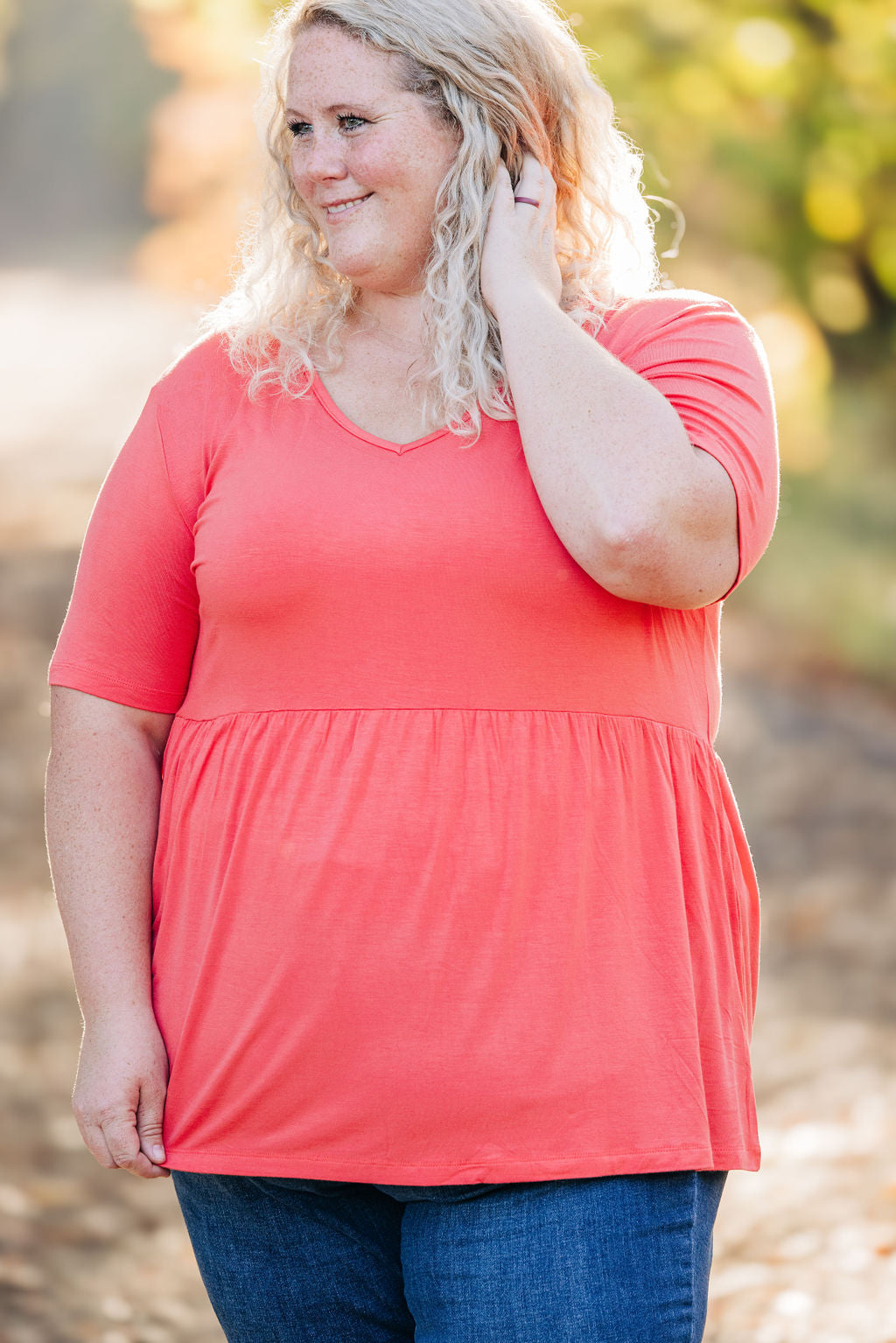 IN STOCK Sarah Ruffle Short Sleeve - Deep Coral | Women&