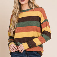 BOMBOM Multi-Color Striped Knit Top