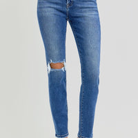 RISEN Full Size High Rise Ankle Skinny Knee Distressed Jeans