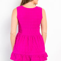 Be Stage Ruffled Sleeveless Babydoll Top