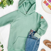 IN STOCK Tatum Textured Pullover Hoodie - Sea Green