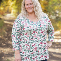 IN STOCK 3/4 Sleeve Sarah Ruffle - Holiday Berry