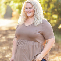 IN STOCK Sarah Ruffle Short Sleeve - Mocha | Women's Top FINAL SALE