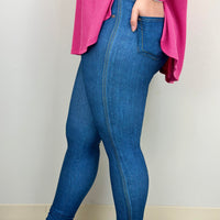 Blue Denim Leggings w/ Butt Pockets