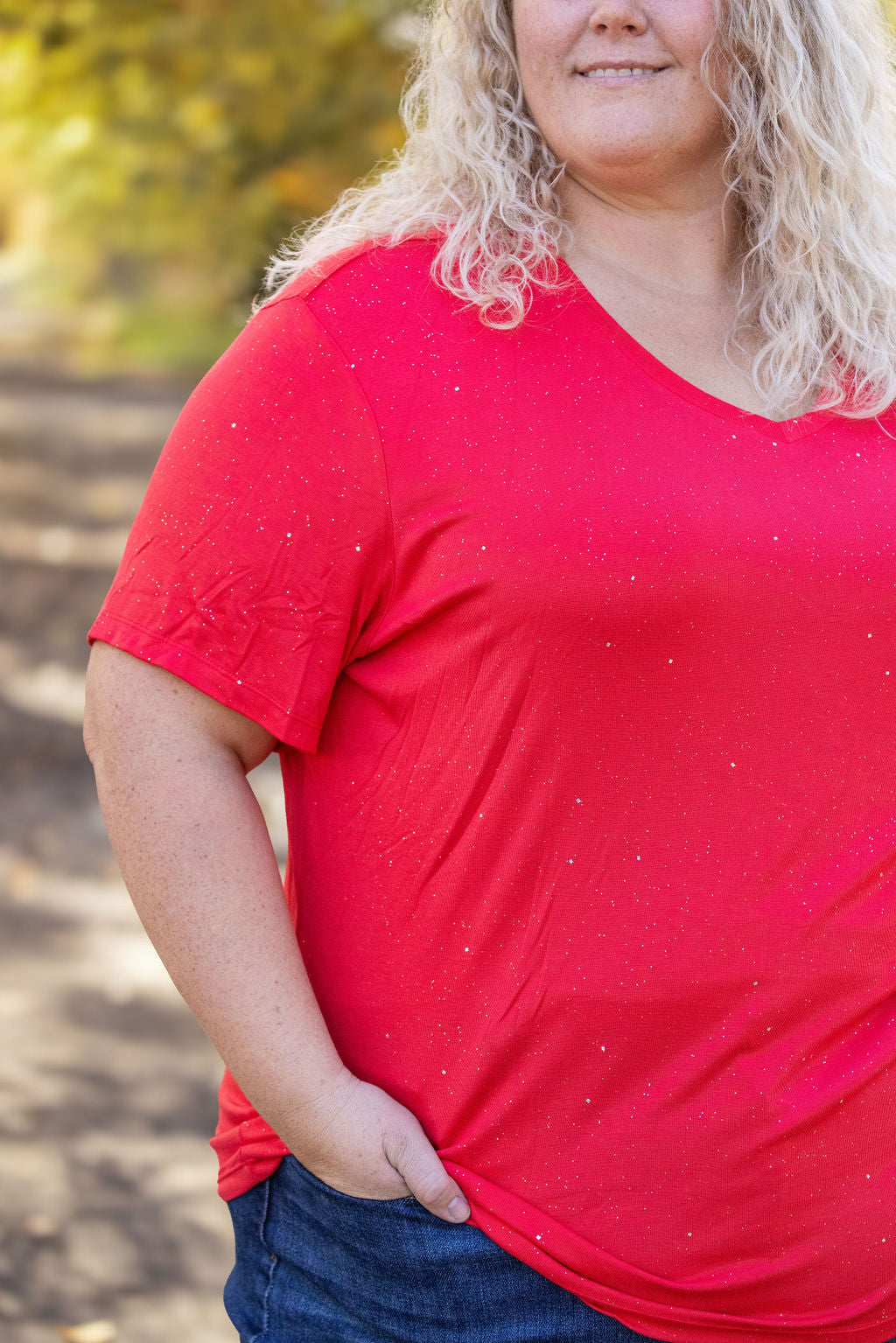 IN STOCK Olivia Tee - Red Sparkle