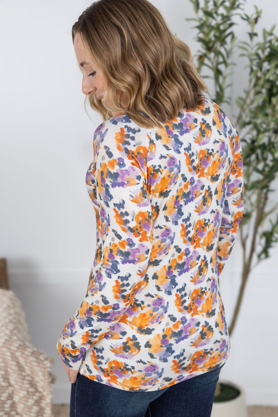 IN STOCK Blair Long Sleeve Top - Autumn Purple Abstract FINAL SALE