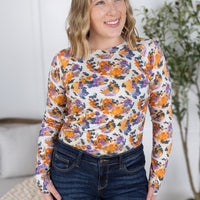 IN STOCK Blair Long Sleeve Top - Autumn Purple Abstract FINAL SALE