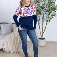 IN STOCK Natalie Pullover - Autumn Purple Abstract and Navy FINAL SALE