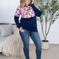 IN STOCK Natalie Pullover - Autumn Purple Abstract and Navy FINAL SALE